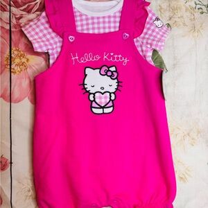 Hello Kitty Baby Girl Pink & White Romper 12 Months Sleepy Hello Kitty w/ Heart
